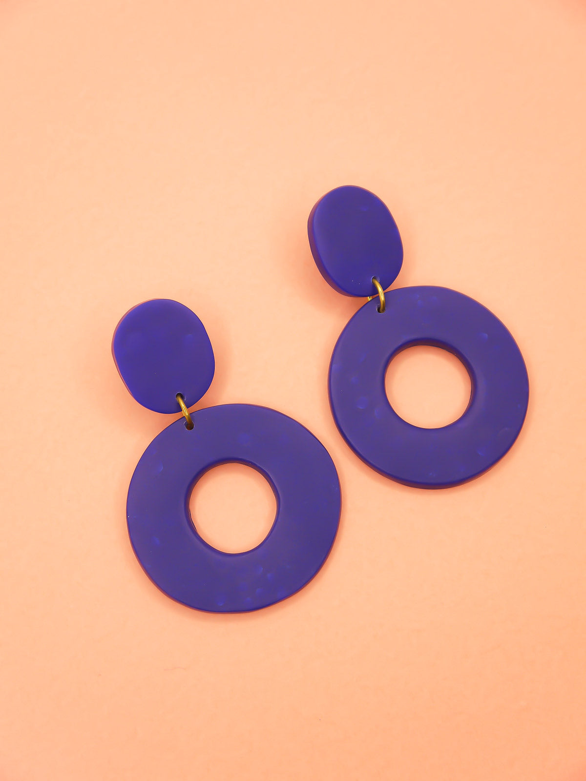 Large cobalt blue hoop statement earrings