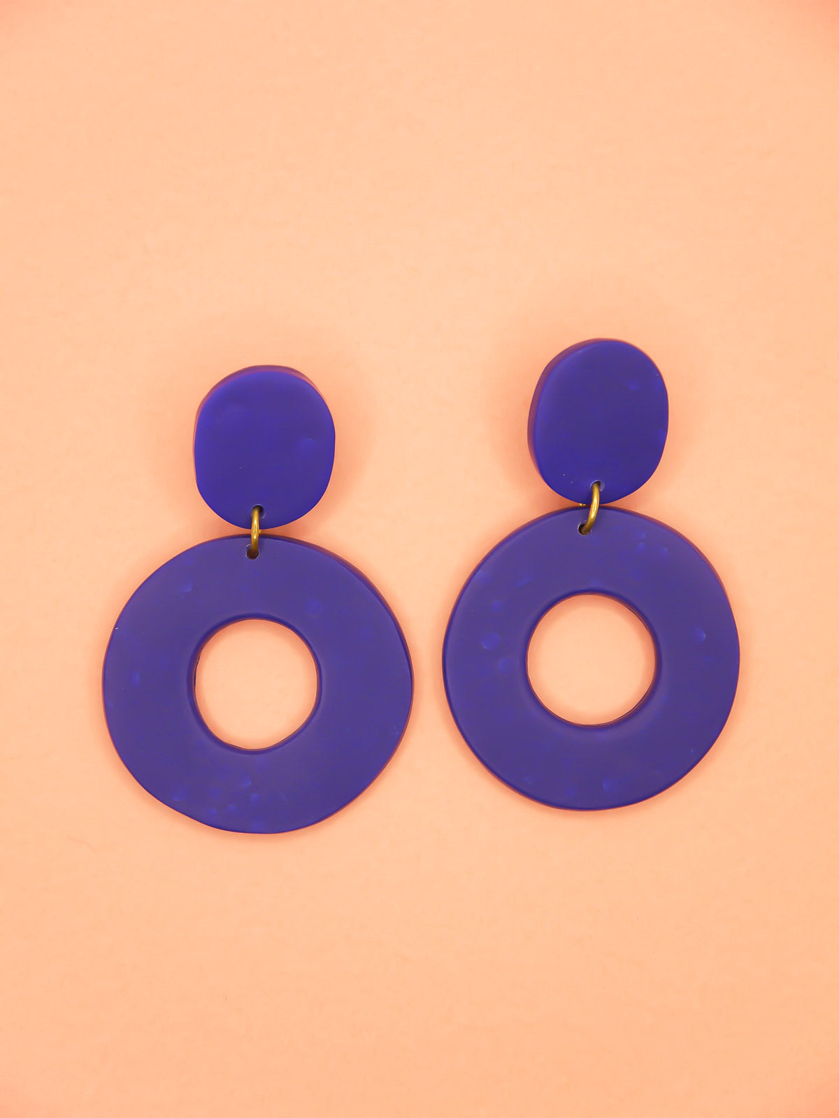 Large cobalt blue hoop statement earrings