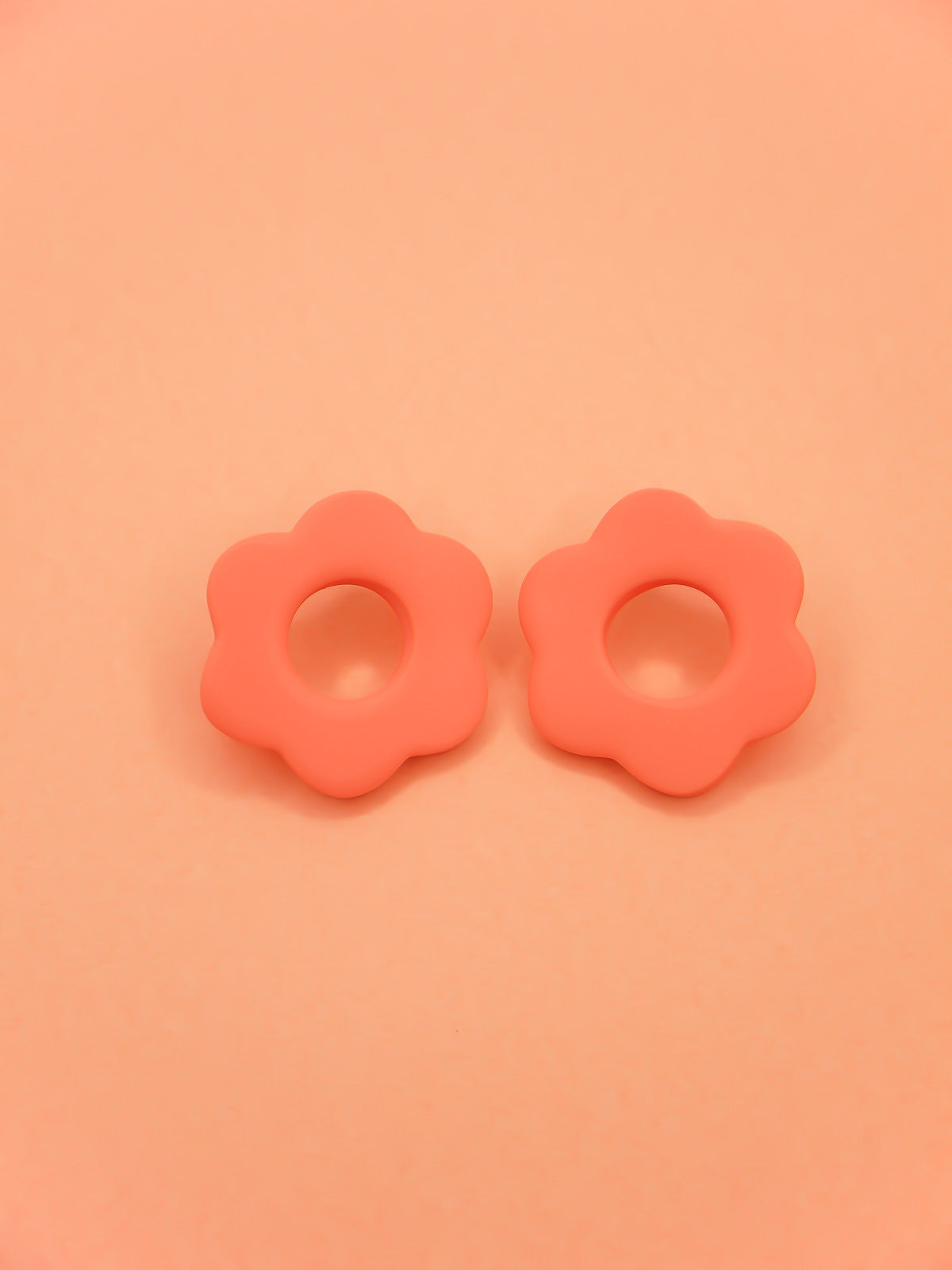 Lightweight polymer clay pastel pink grapefruit flower stud hoop earrings with stainless steel posts