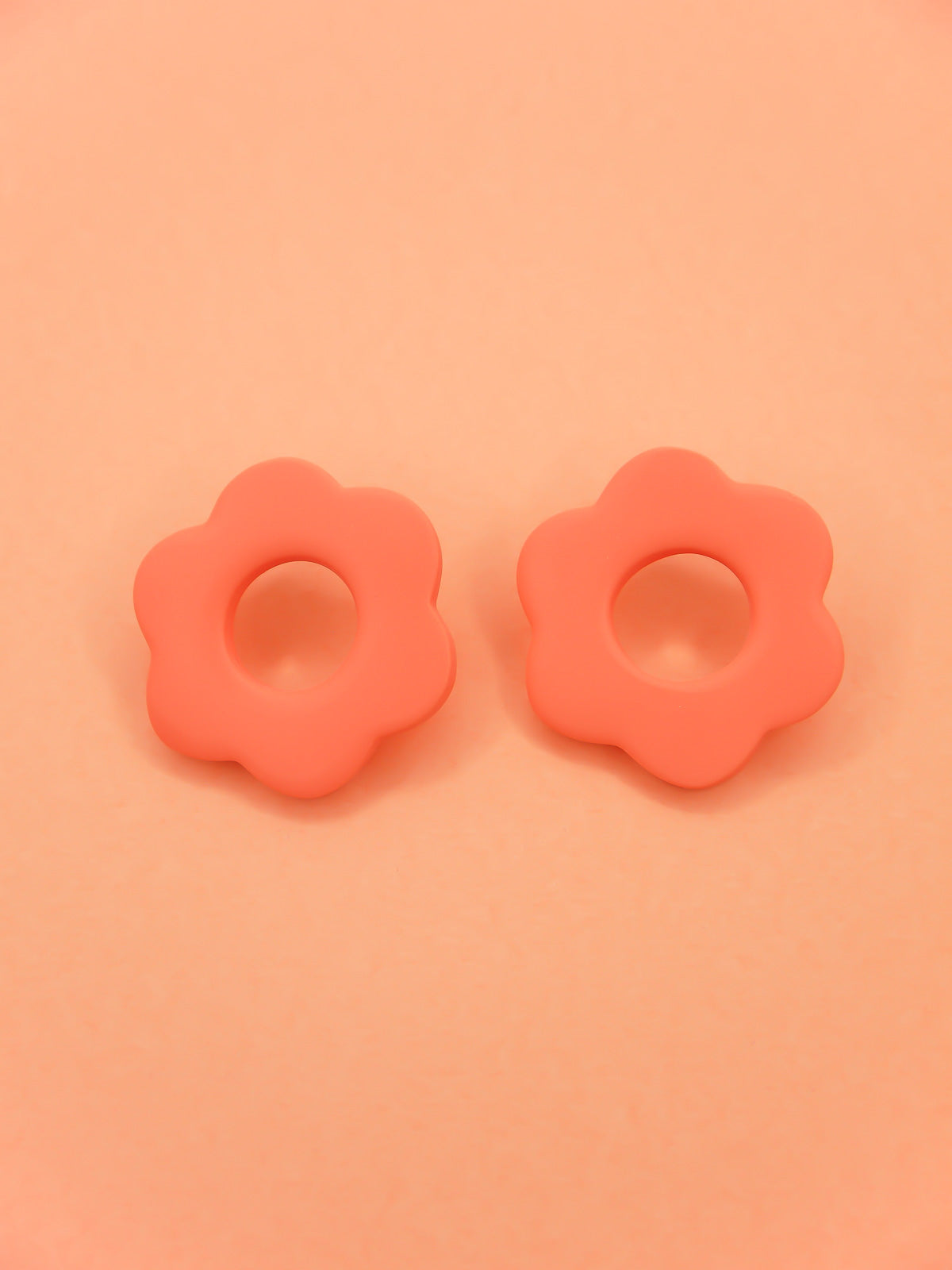 Lightweight polymer clay pastel pink grapefruit flower stud hoop earrings with stainless steel posts