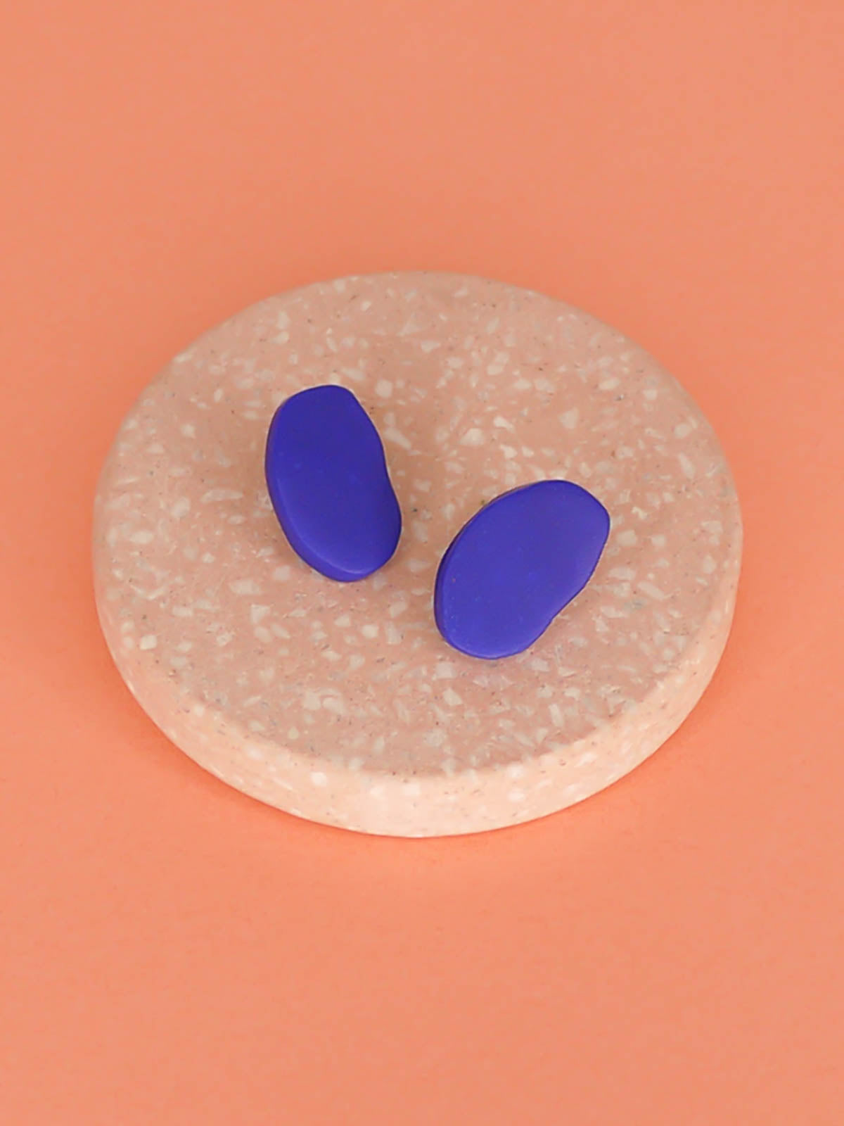 Cobalt blue pebble stud earrings