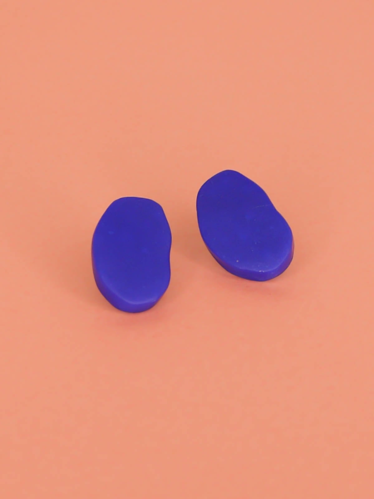 Cobalt blue pebble stud earrings