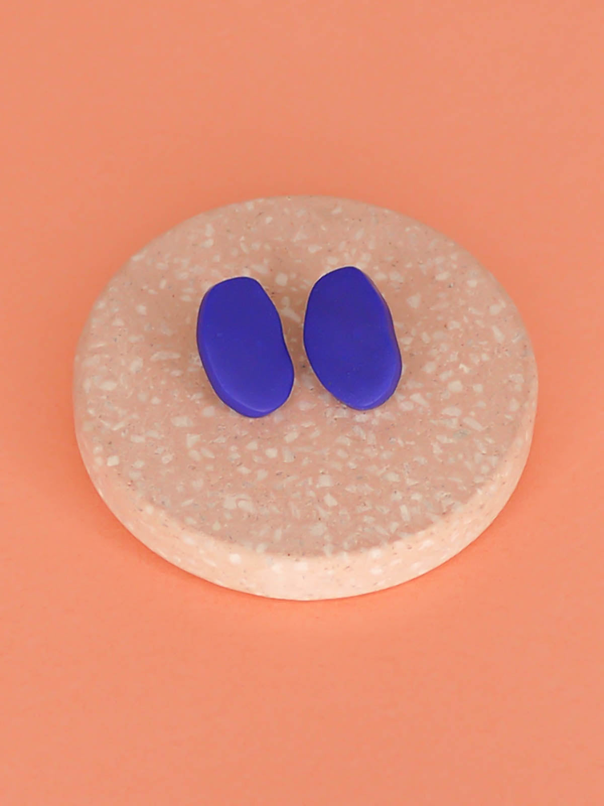 Cobalt blue pebble stud earrings