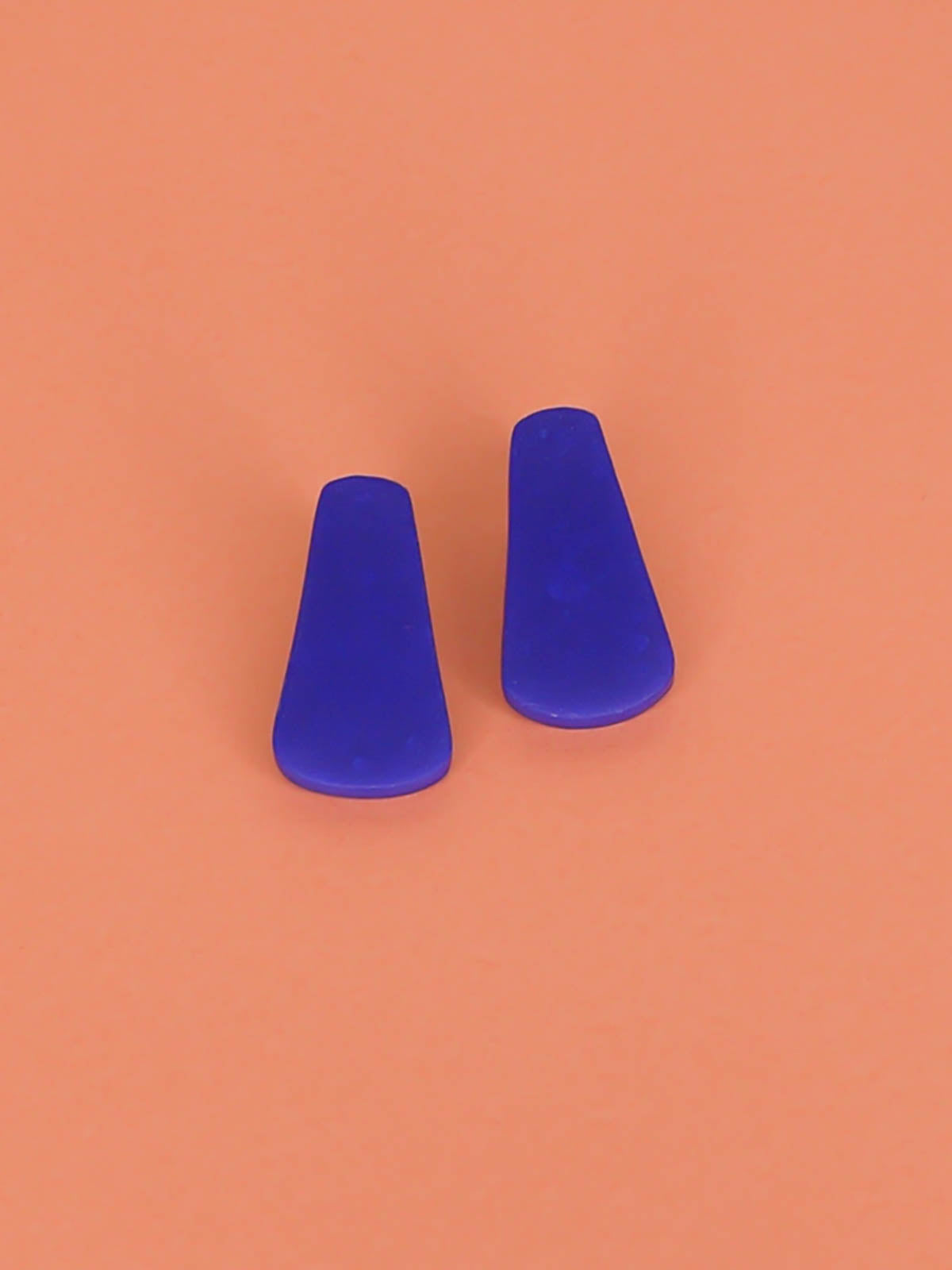 Cobalt blue polymer clay teardrop stud statement earrings