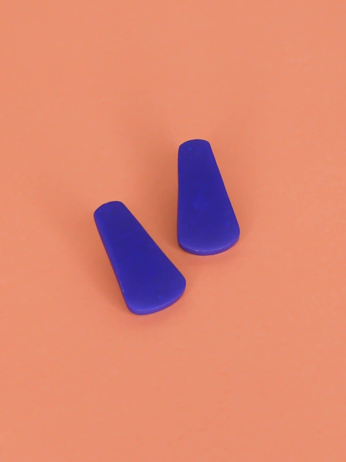 Cobalt blue polymer clay teardrop stud statement earrings