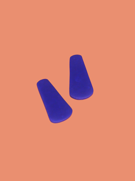 Cobalt blue polymer clay teardrop stud statement earrings