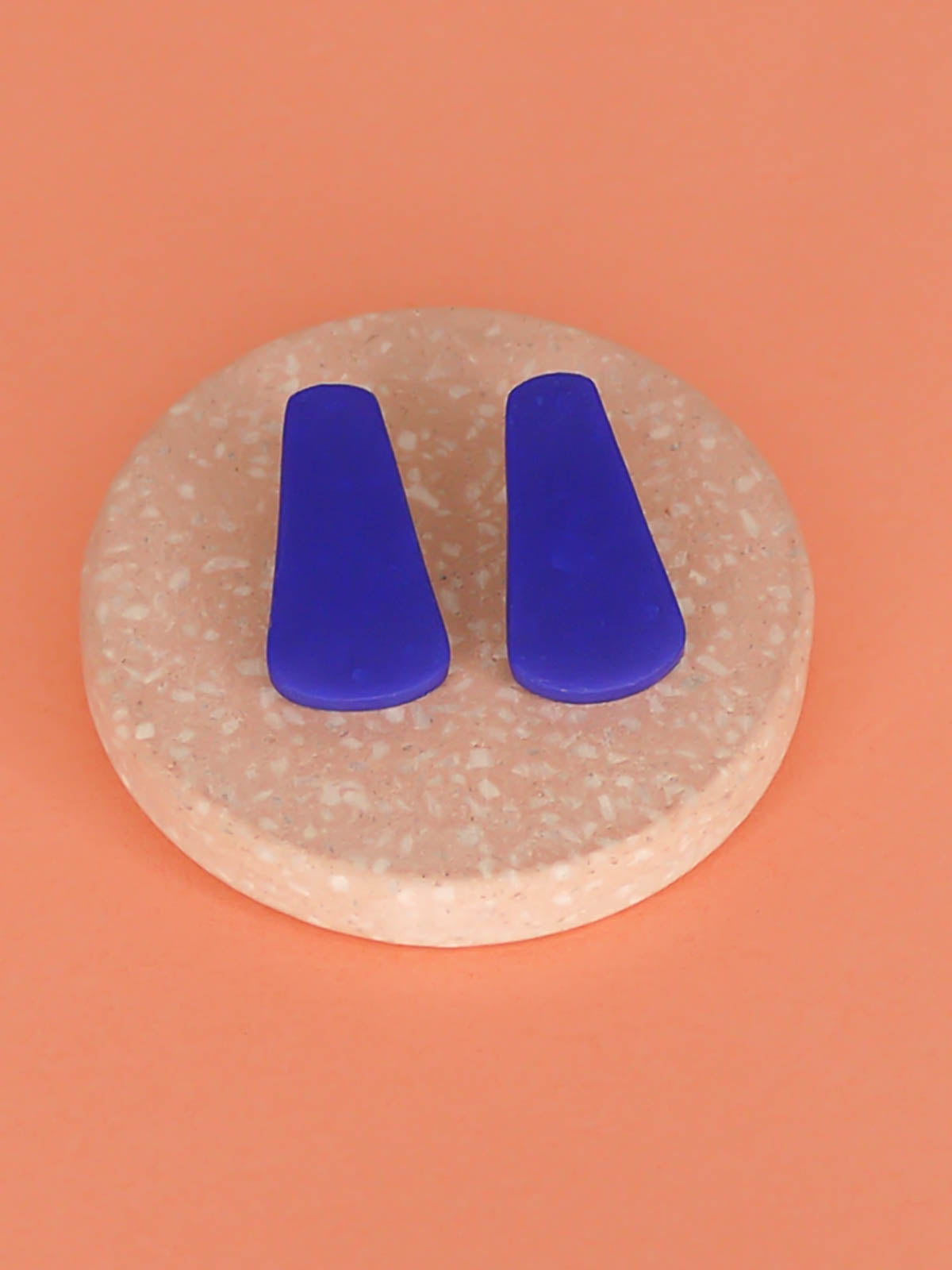 Cobalt blue polymer clay teardrop stud statement earrings