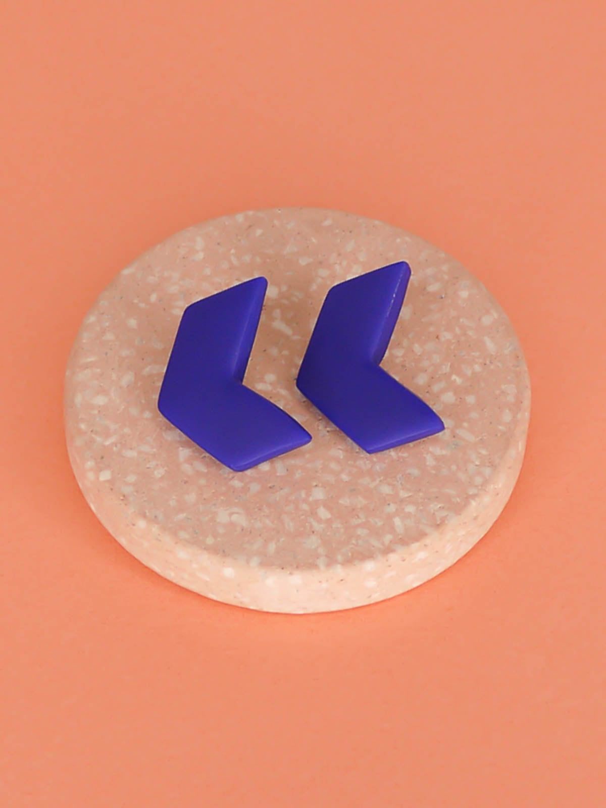 Cobalt blue chevron stud polymer clay statement earrings