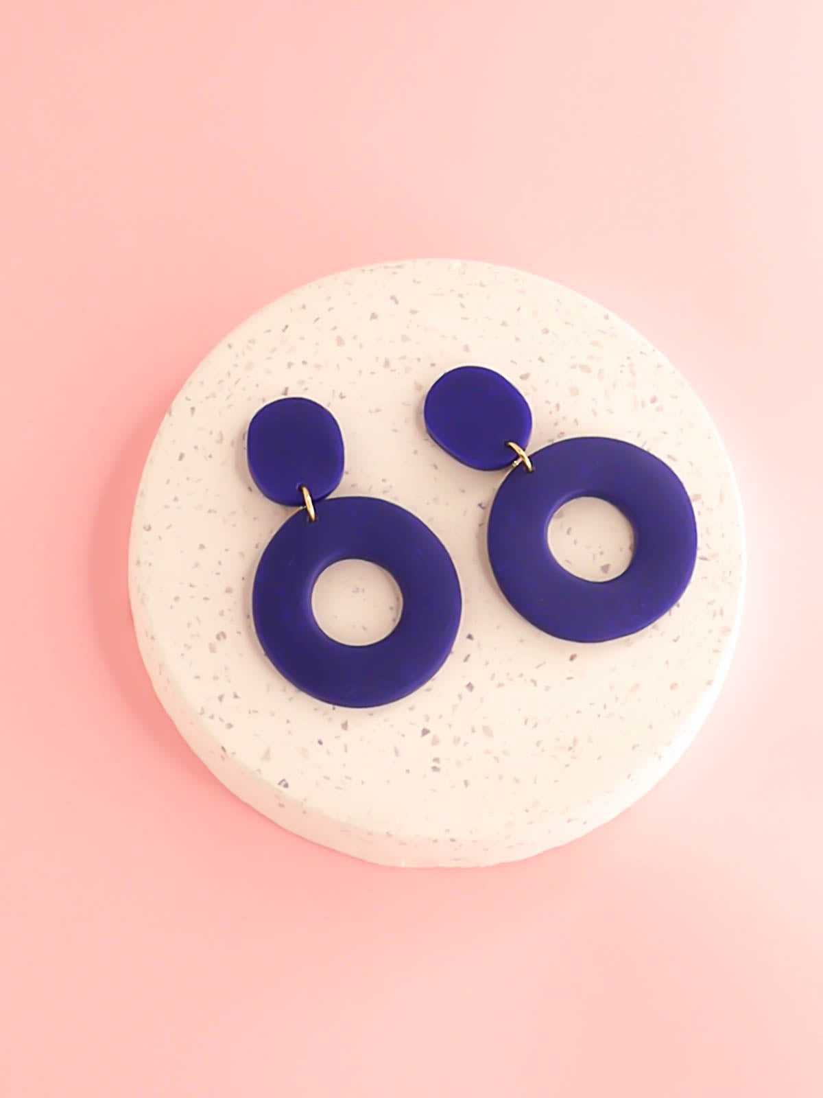 Large cobalt blue hoop statement earrings