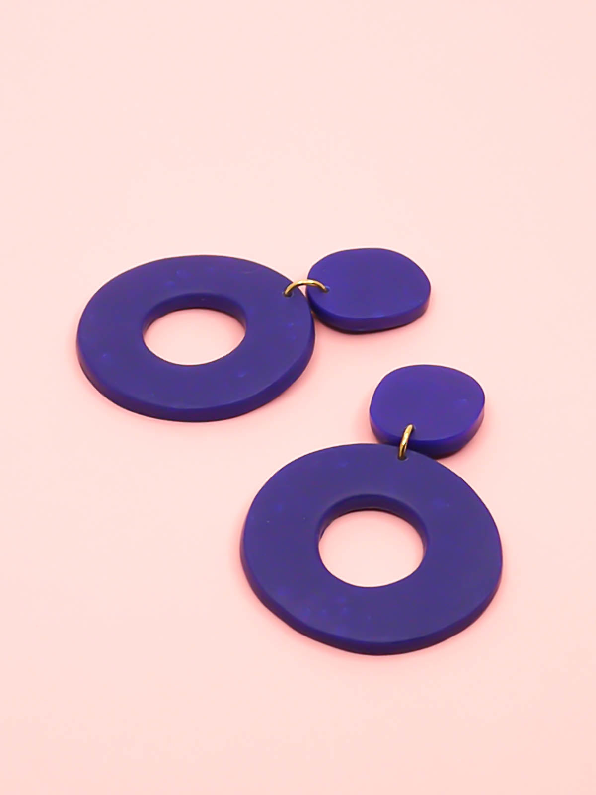 Large cobalt blue hoop statement earrings