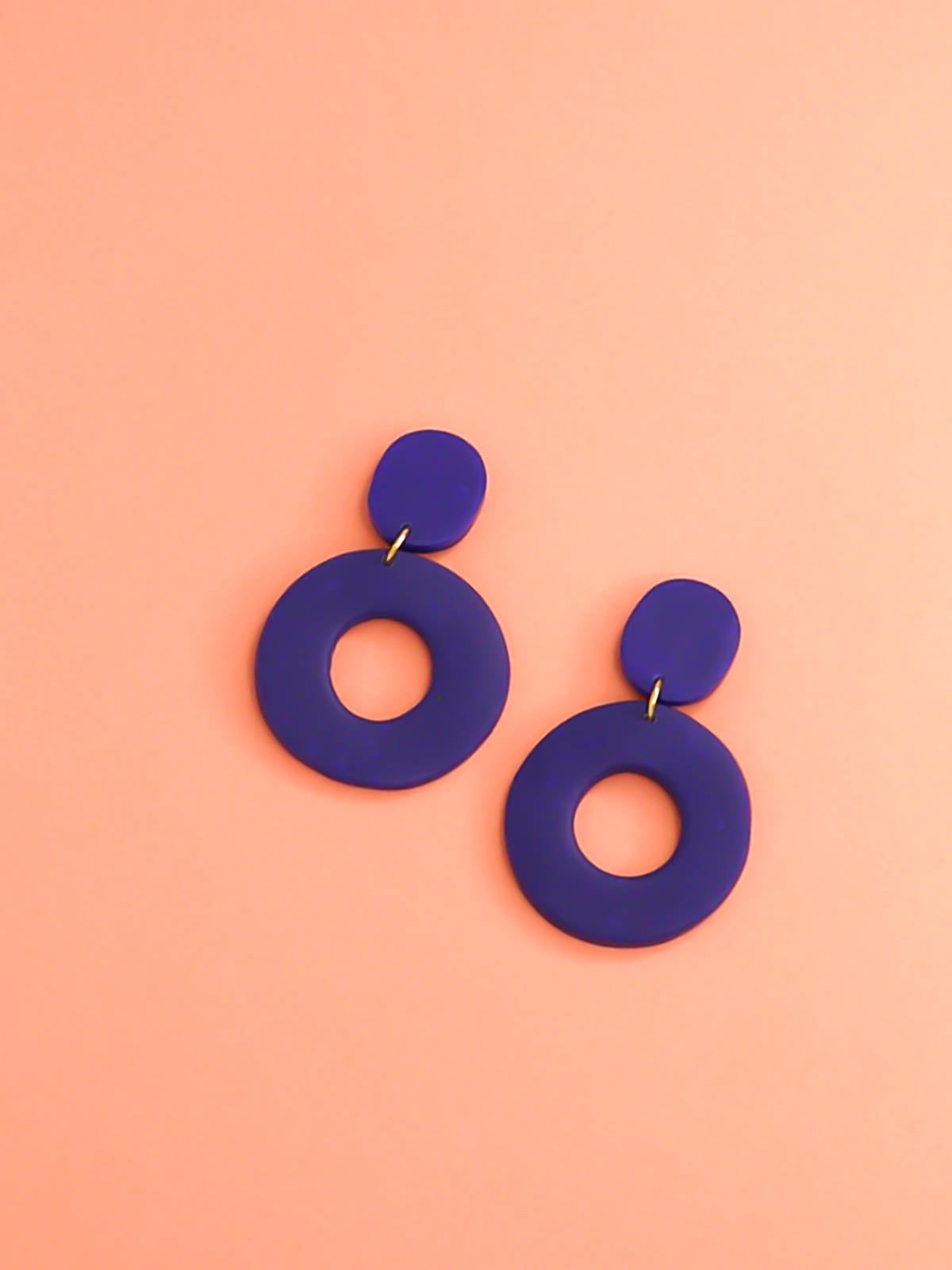 Large cobalt blue hoop statement earrings