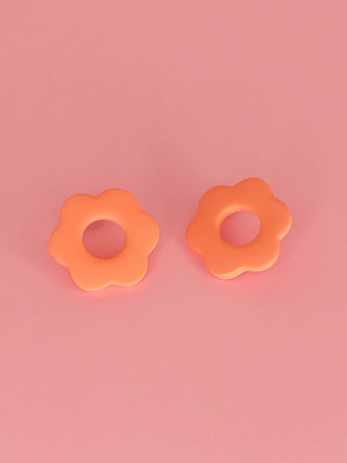 Lightweight polymer clay pastel pink grapefruit flower stud hoop earrings with stainless steel posts