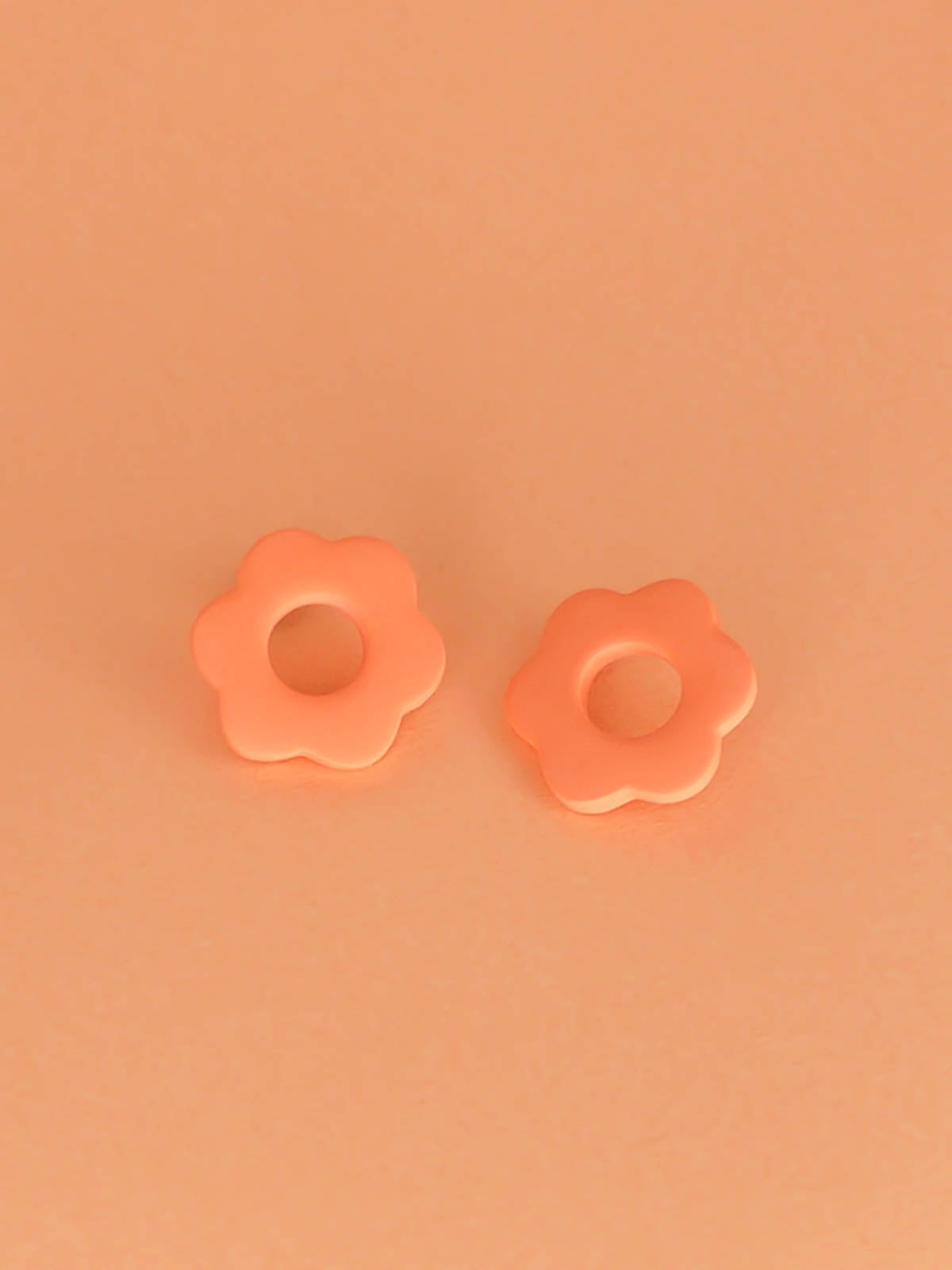 Lightweight polymer clay pastel pink grapefruit flower stud hoop earrings with stainless steel posts