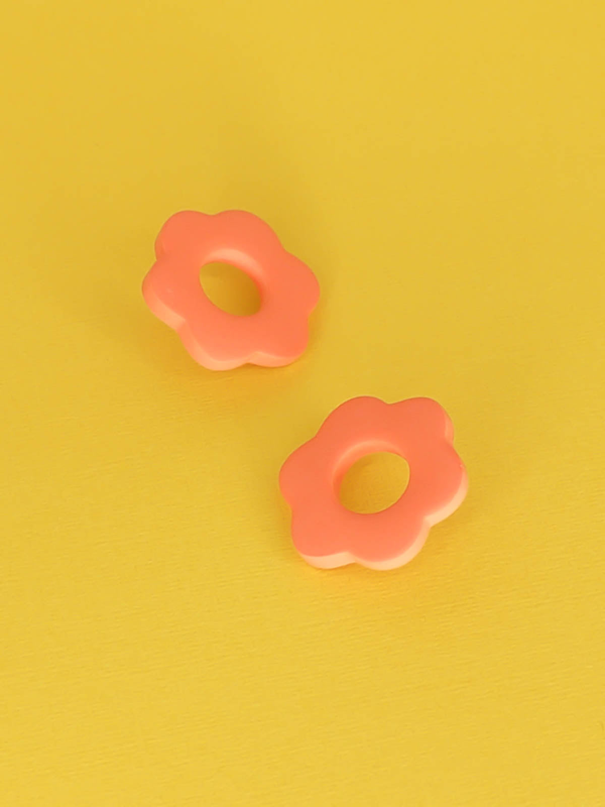 Lightweight polymer clay pastel pink grapefruit flower stud hoop earrings with stainless steel posts